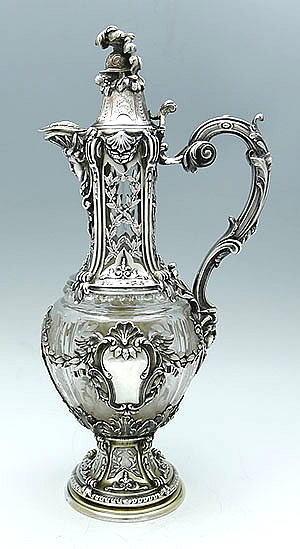 French antique silver wine carafe 